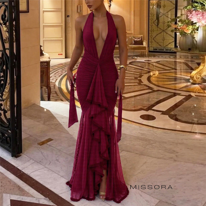 Cleopatra Halter Fileli Maksi Elbise [J2S80WSH]