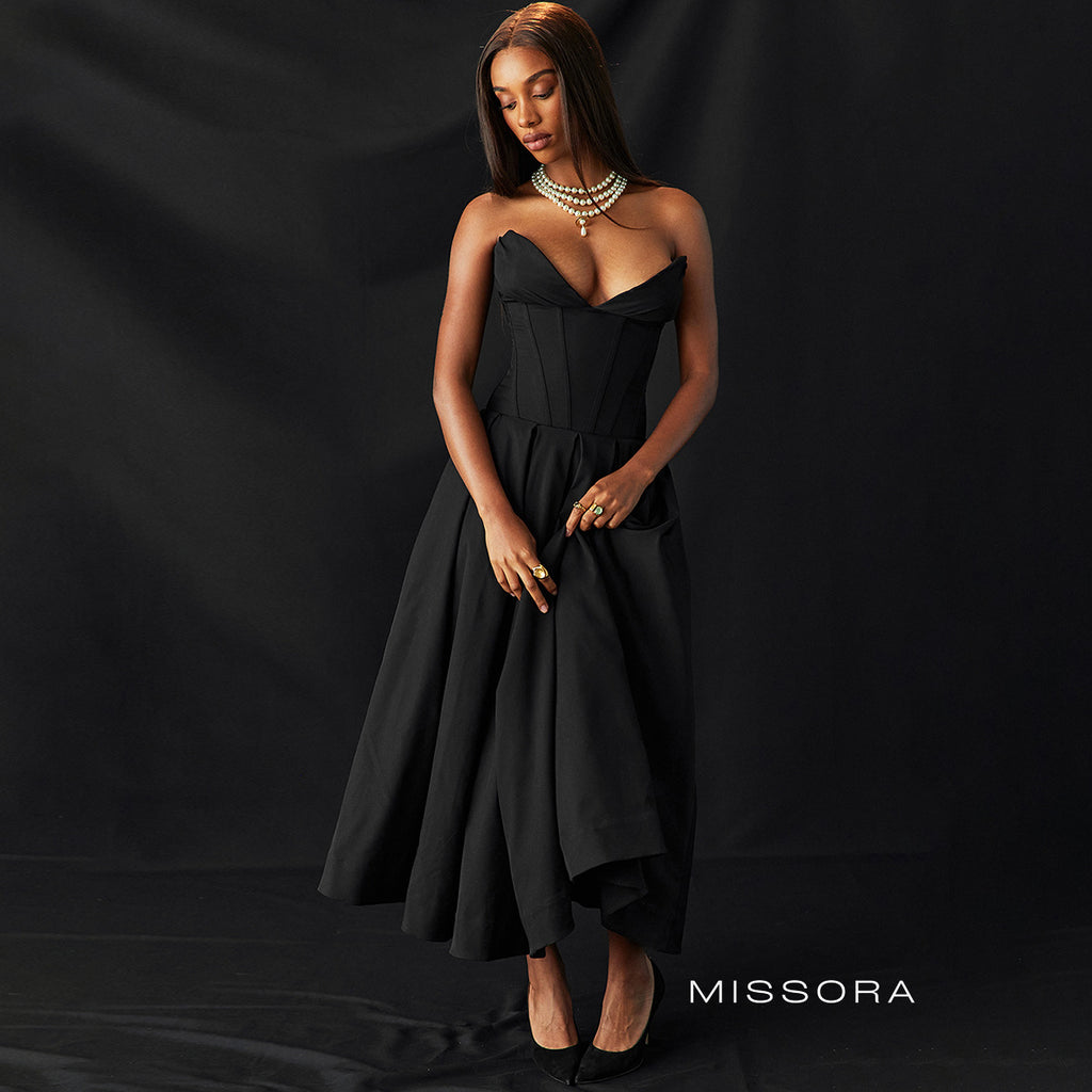 Cosette Askısız Korseli Maksi Elbise [91A9NUIM]