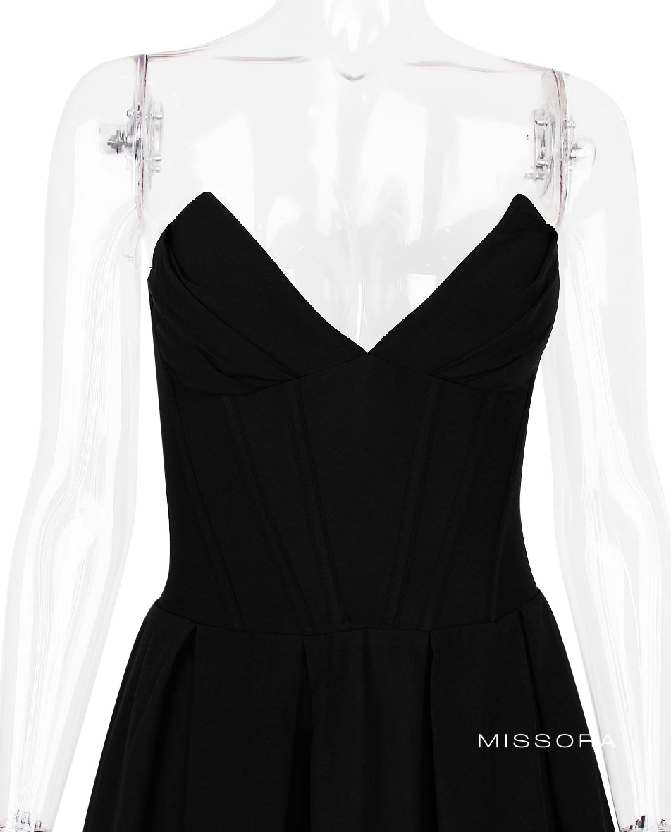 Cosette Askısız Korseli Maksi Elbise [QYSAELGR]