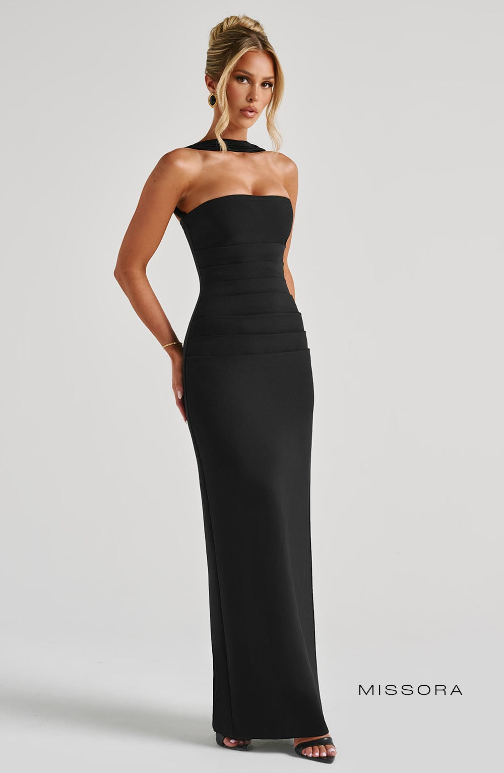 Missora Cruz Strapless Column Maxi Dress - Black