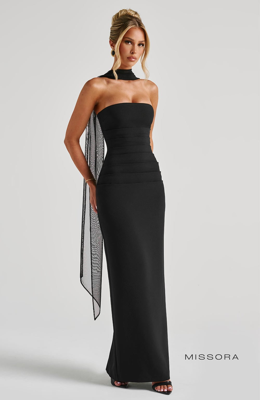 Missora Cruz Strapless Column Maxi Dress - Black