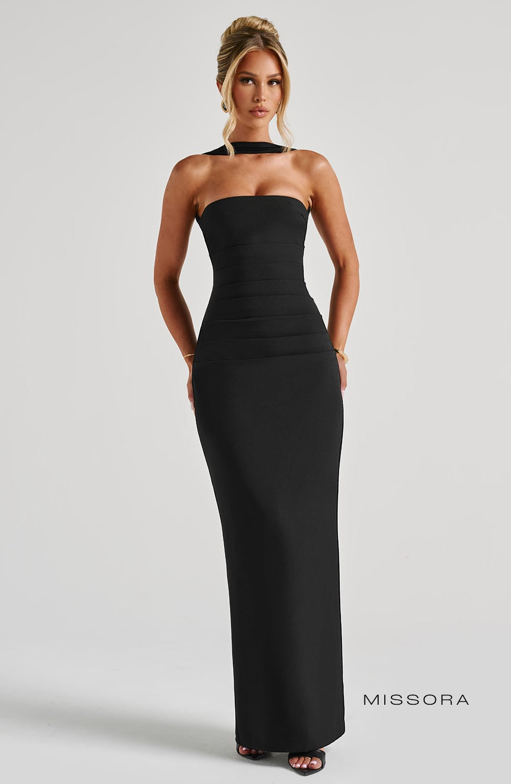 Missora Cruz Strapless Column Maxi Dress - Black