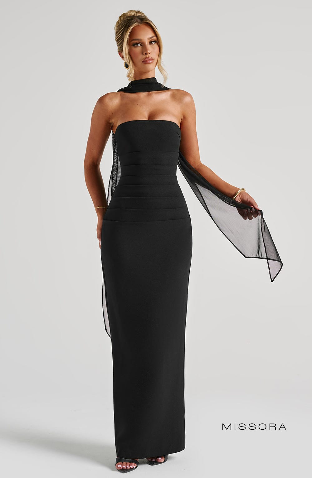 Missora Cruz Strapless Column Maxi Dress - Black