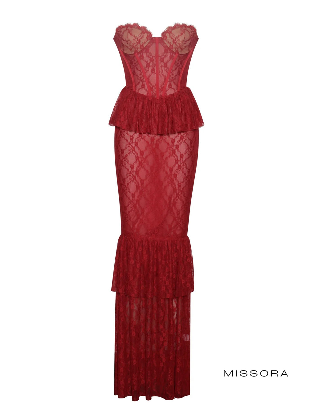 Crystal Straplez Dantel Balık Elbise [MEM9WT82]