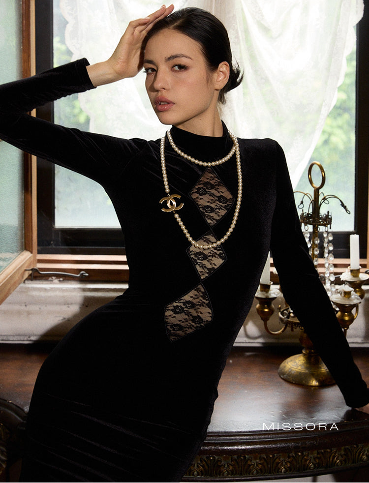 Dawson Viktorya Dantelli Kadife Elbise [G86EZN7I]