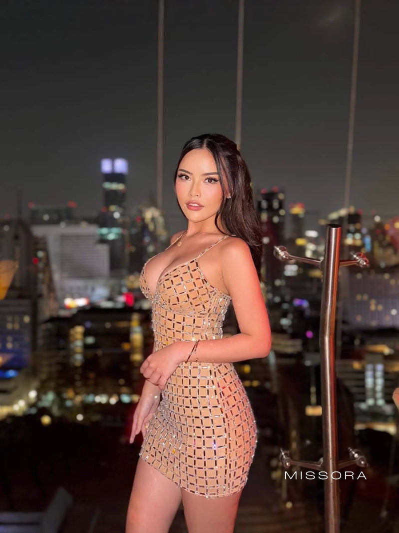 Deasia Taşlı Askılı Mini Elbise [CTSO0RL1]