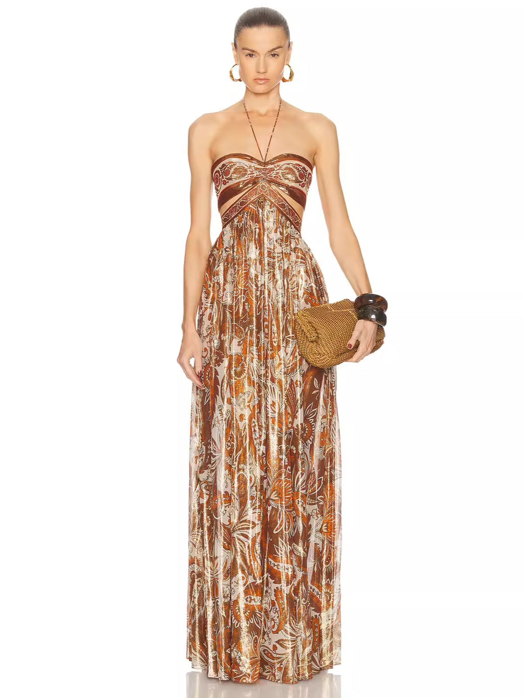 Defne Güllü Halter Maksi Elbise [600PI3SL]