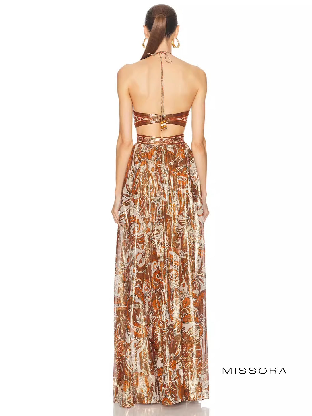 Defne Güllü Halter Maksi Elbise [O1WAUX2S]