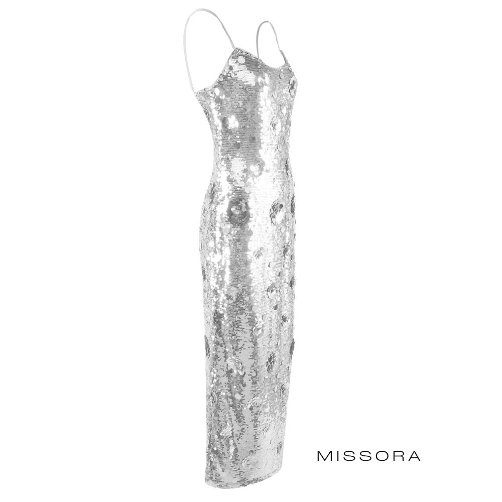 Denisse Pul Payetli Askılı Maksi Elbise [NOOHJGNY]