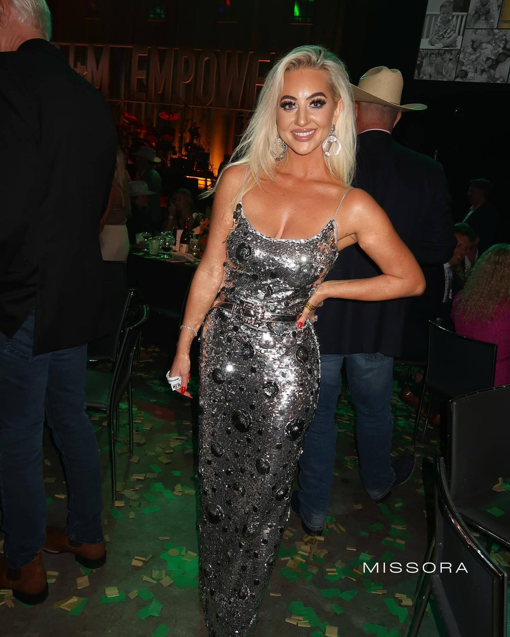 Denisse Pul Payetli Askılı Maksi Elbise [1E56T3R4]