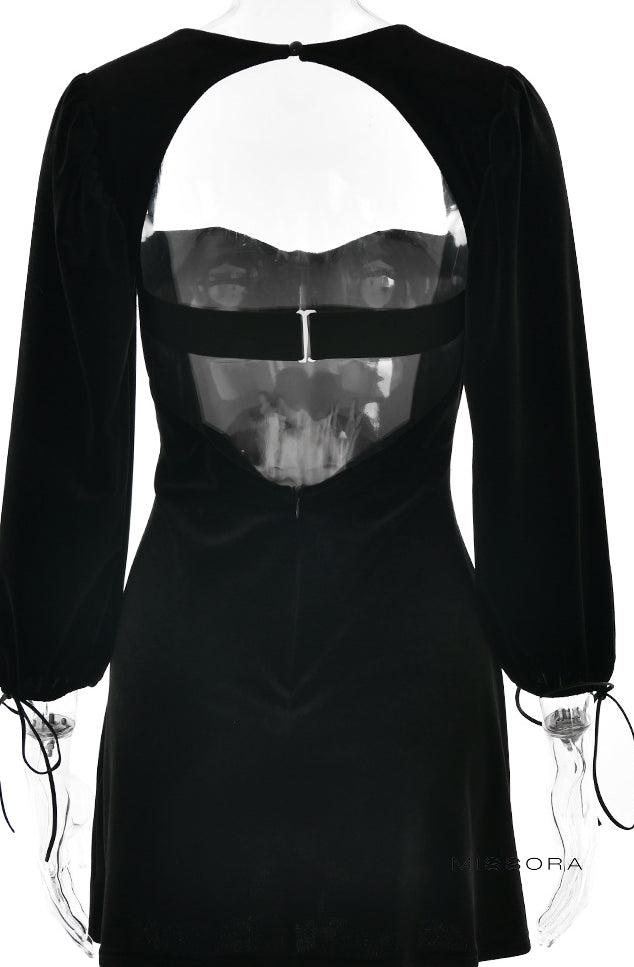 Dia Kadife Kare Yaka Mini Elbise [BRJETSVT]