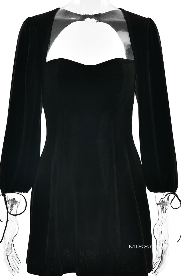 Dia Kadife Kare Yaka Mini Elbise [A5LI5RDV]