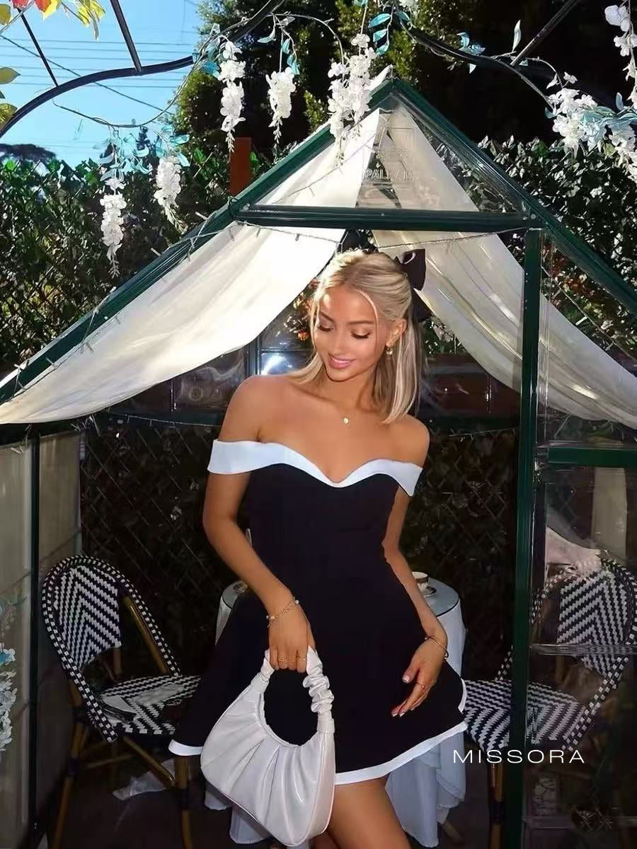 Donna Tek Omuzlu Kontrast Elbise [1B1G7RJP]