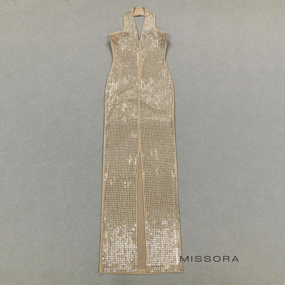 Eden Halter Işıltılı Maksi Elbise [QI4ZVHS1]