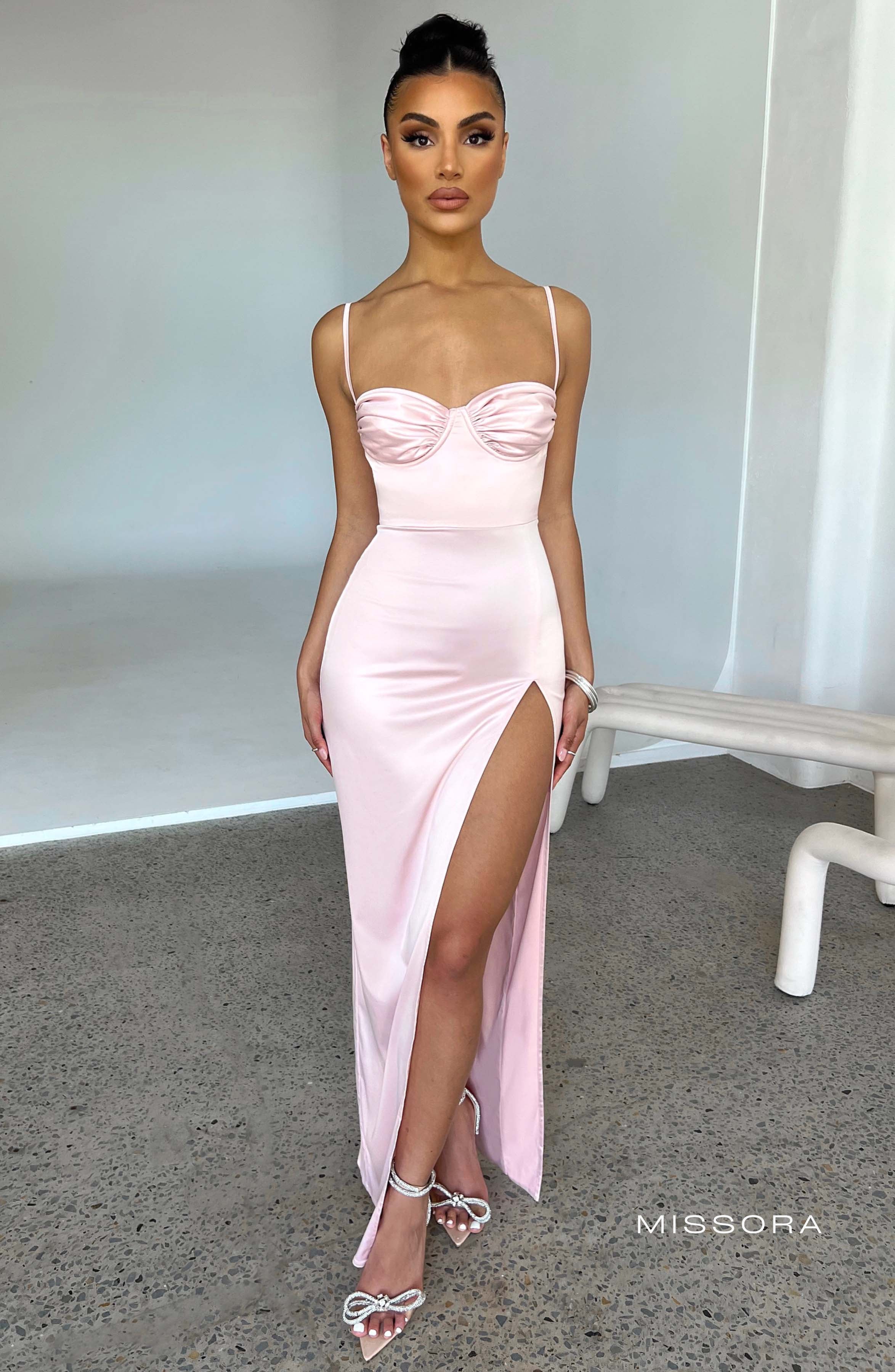 Missora Elektra Satin Slit Maxi Dress