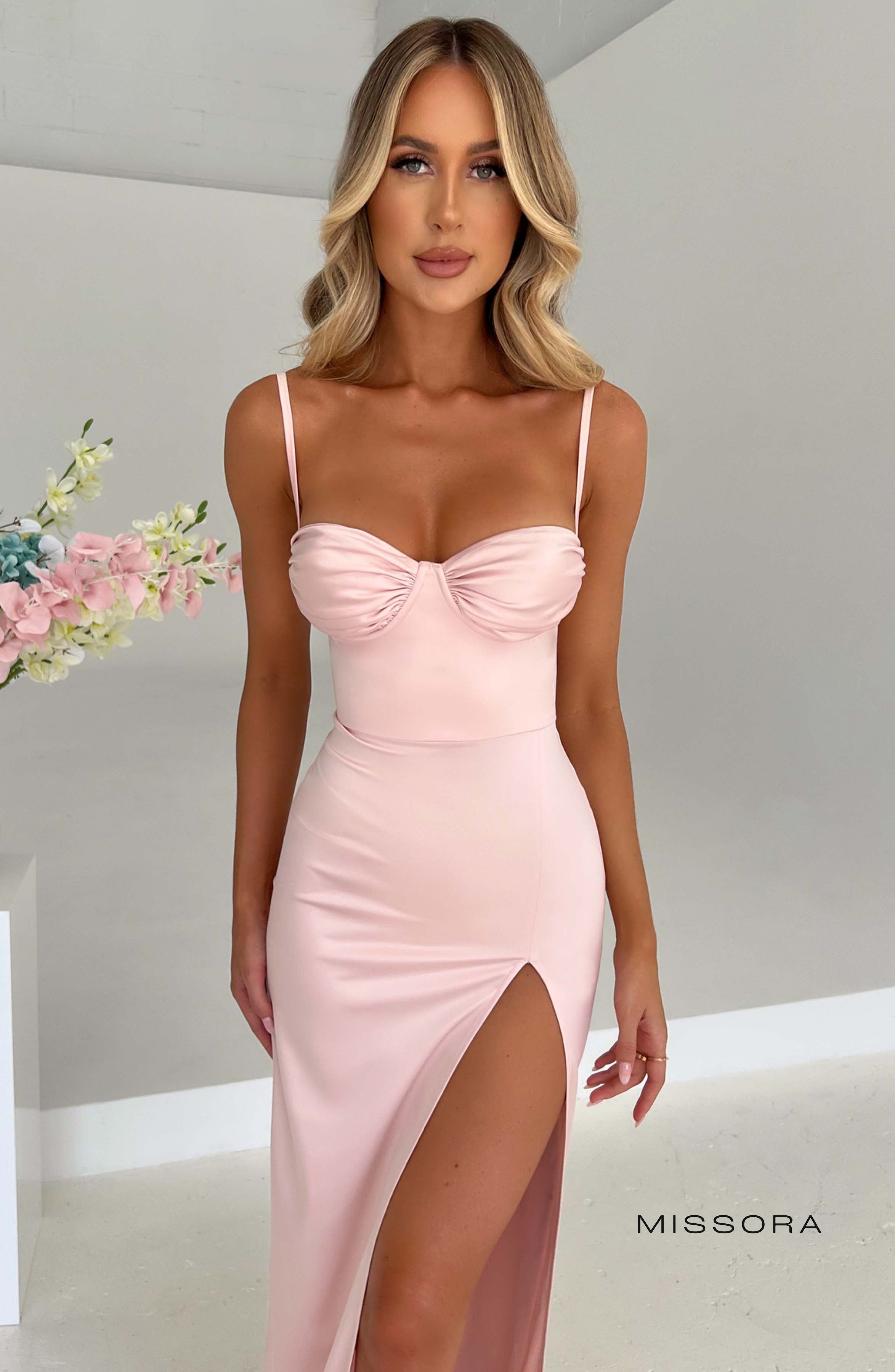 Missora Elektra Satin Slit Maxi Dress