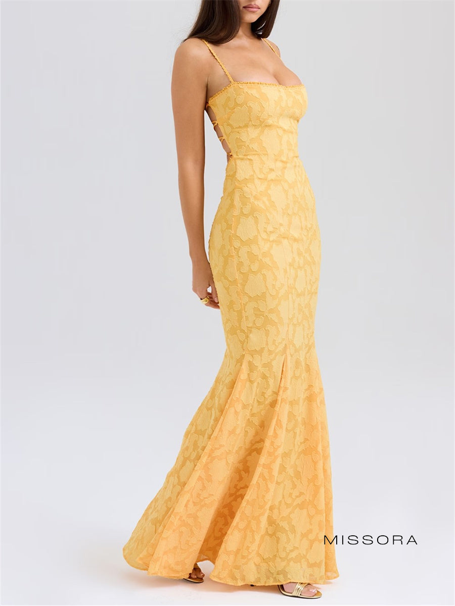 Eliany Askılı Jakar Maksi Elbise [HXK50QCB]