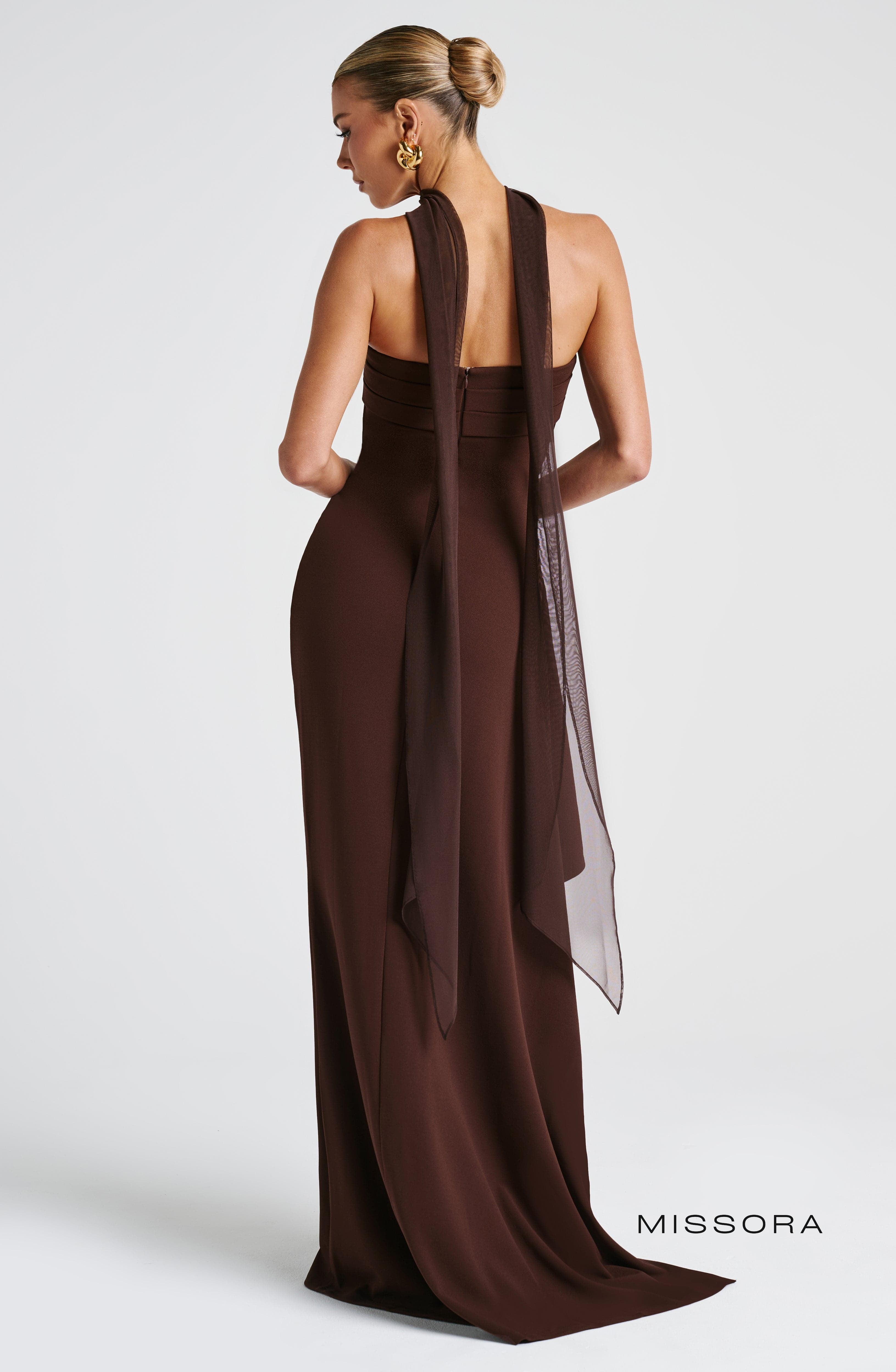 Missora Elif Strapless Ruched Maxi Dress - Plum Brown