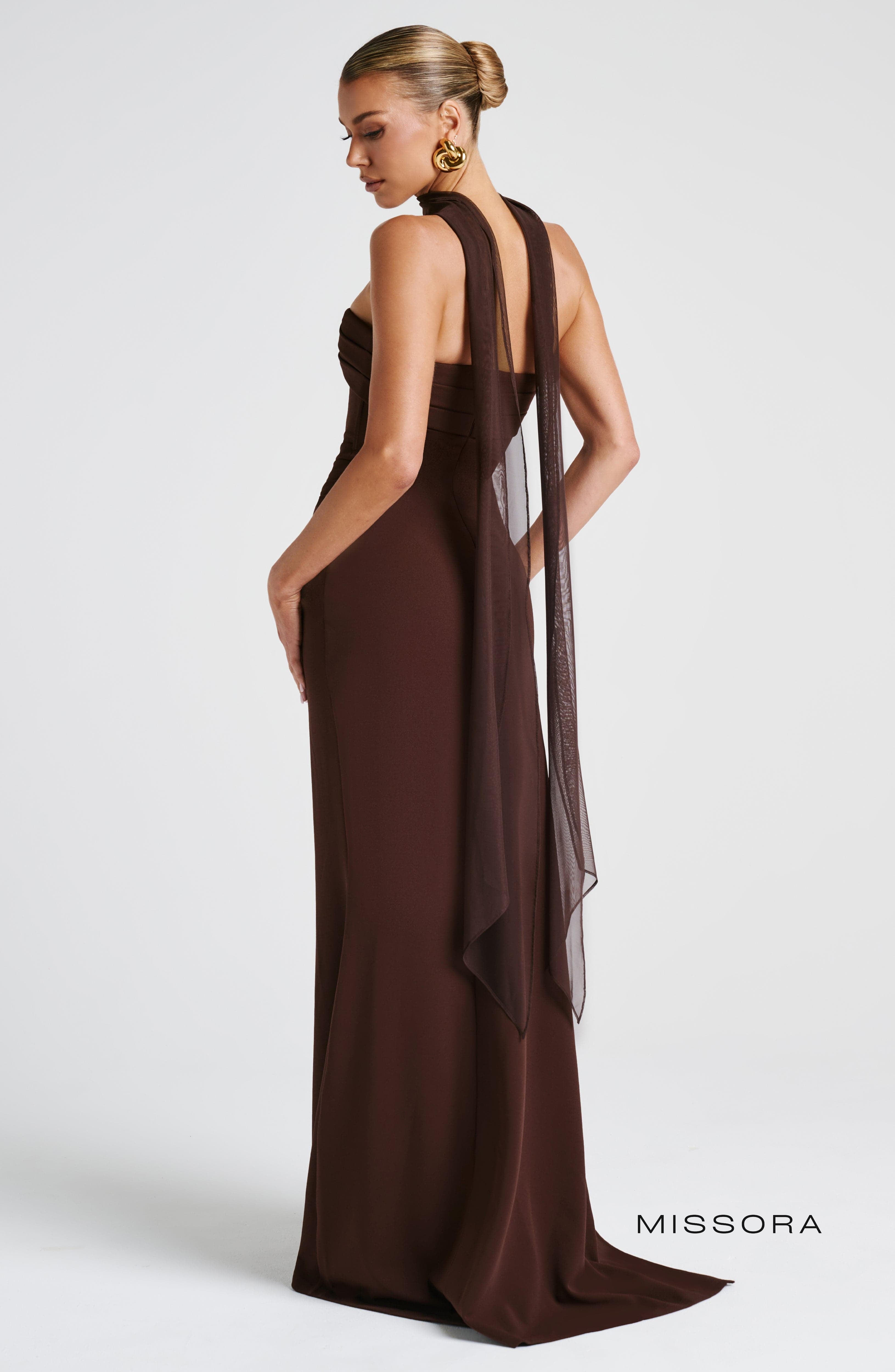 Missora Elif Strapless Ruched Maxi Dress - Plum Brown