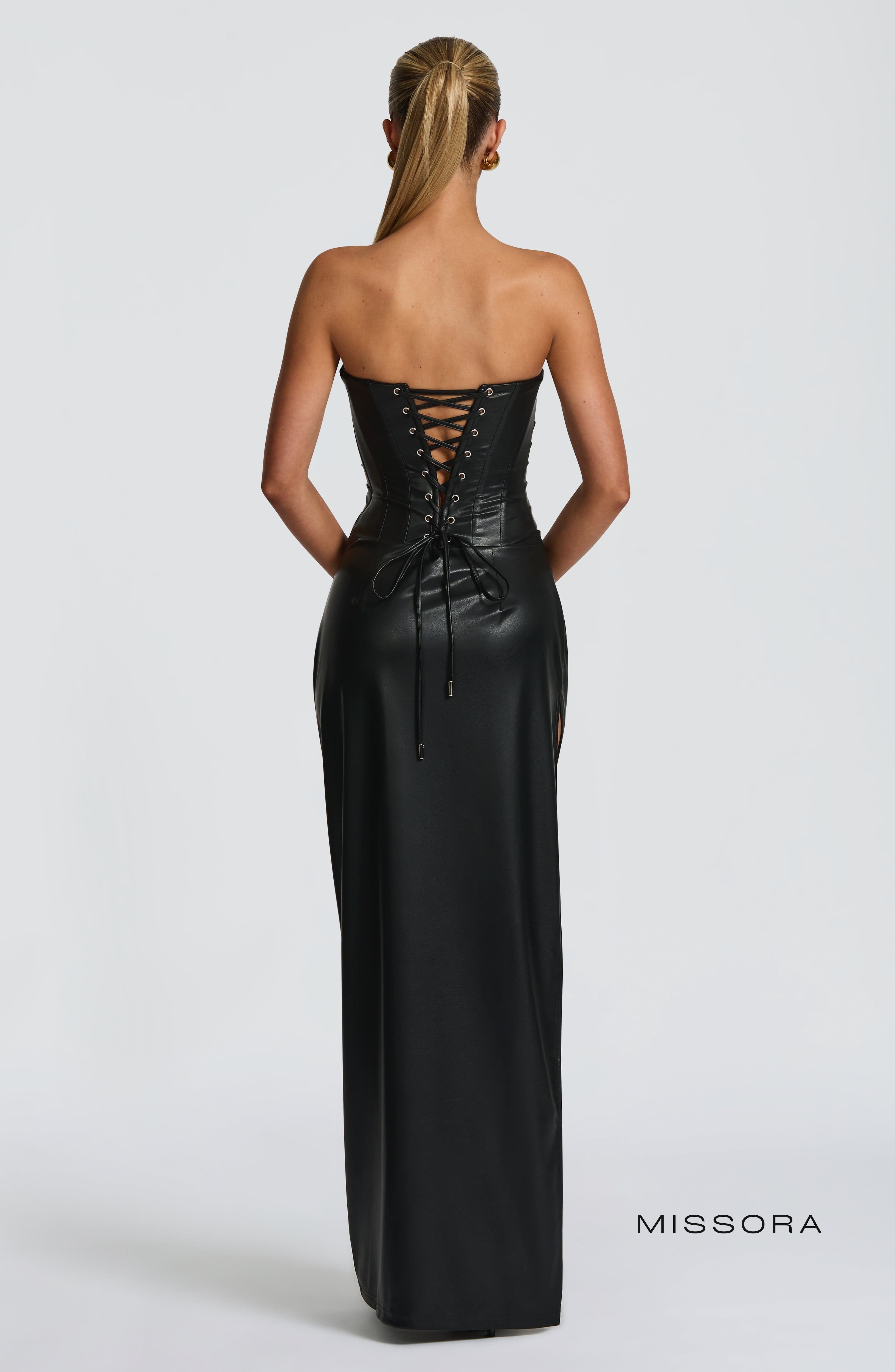 white christmas dresses Haimi Corset Vegan Leather Maxi Dress M main image 1