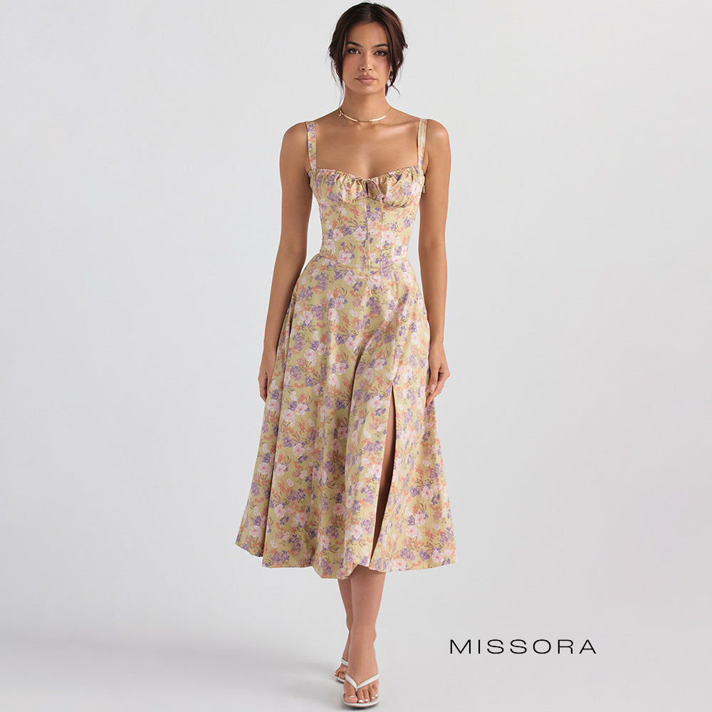 Elli Straplez Maxi Yırtmaçlı Elbise [H8400P5A]