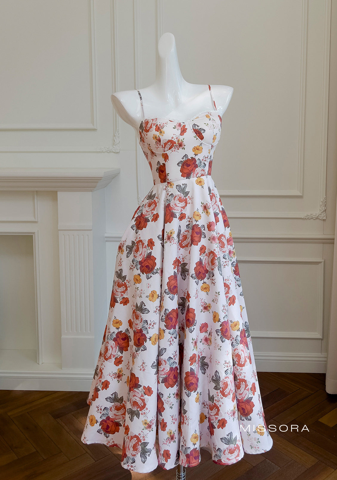 Emori Çiçekli Askılı Maksi Elbise [JS2YJMM1]