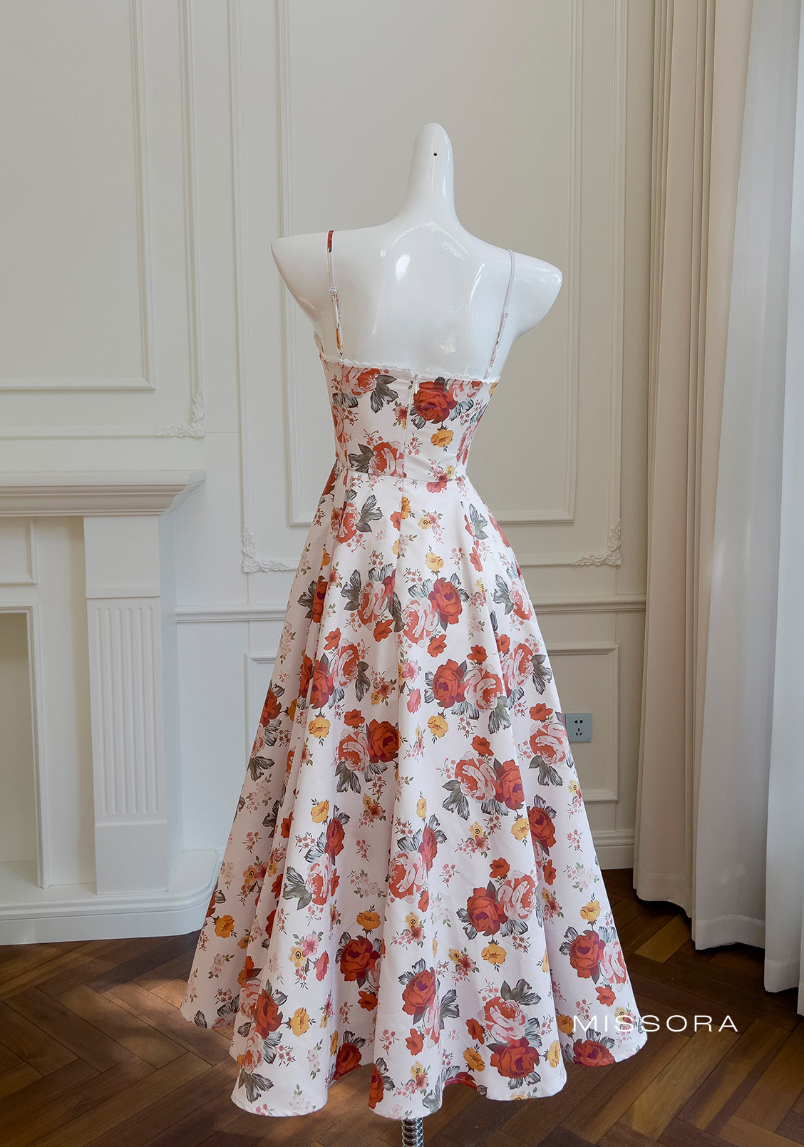 Emori Çiçekli Askılı Maksi Elbise [V3OXR194]