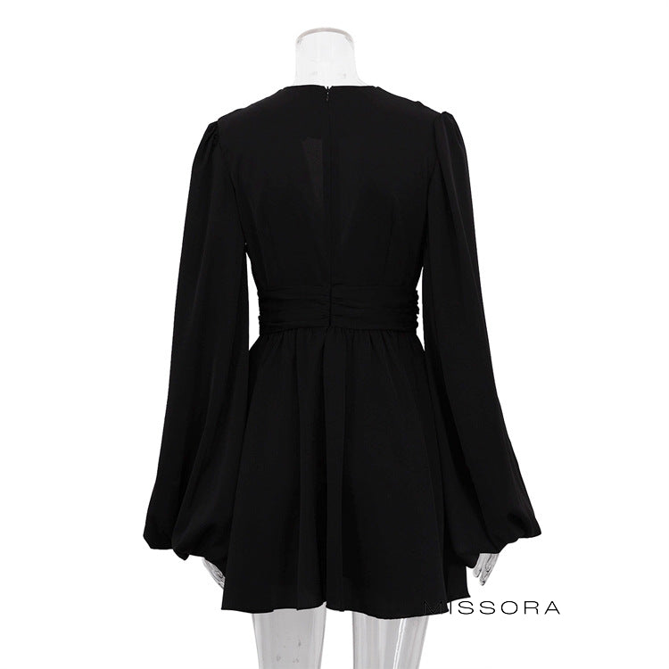 Emry Siyah Kabarık Kollu Mini Elbise [91KK9XYW]