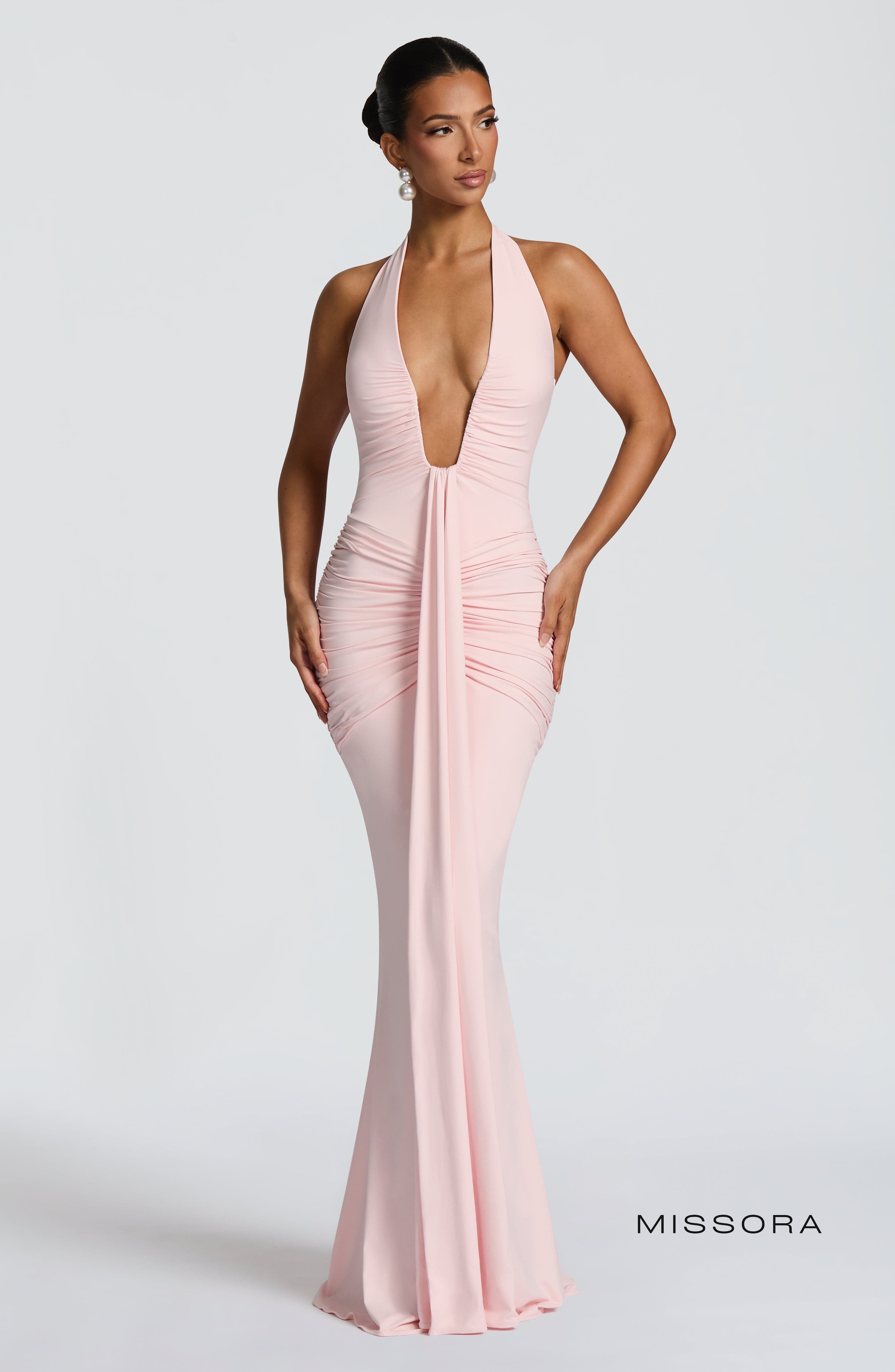Missora Estela Draped Maxi Dress - Blush