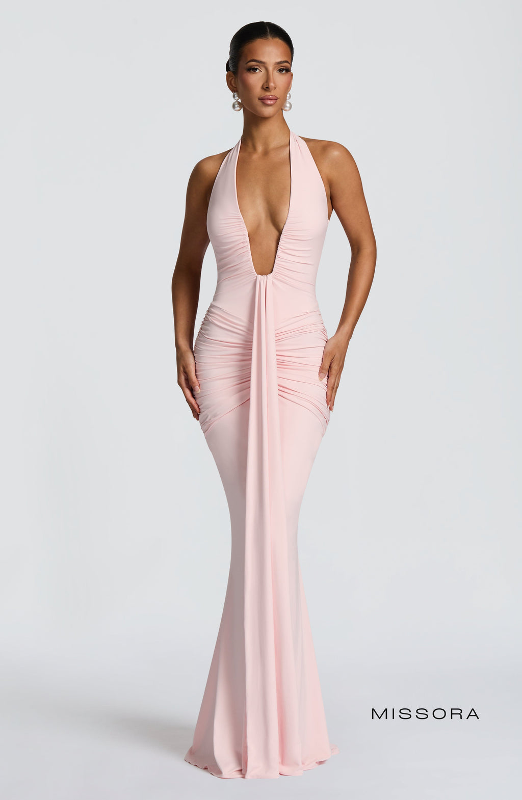 Missora Estela Draped Maxi Dress - Blush