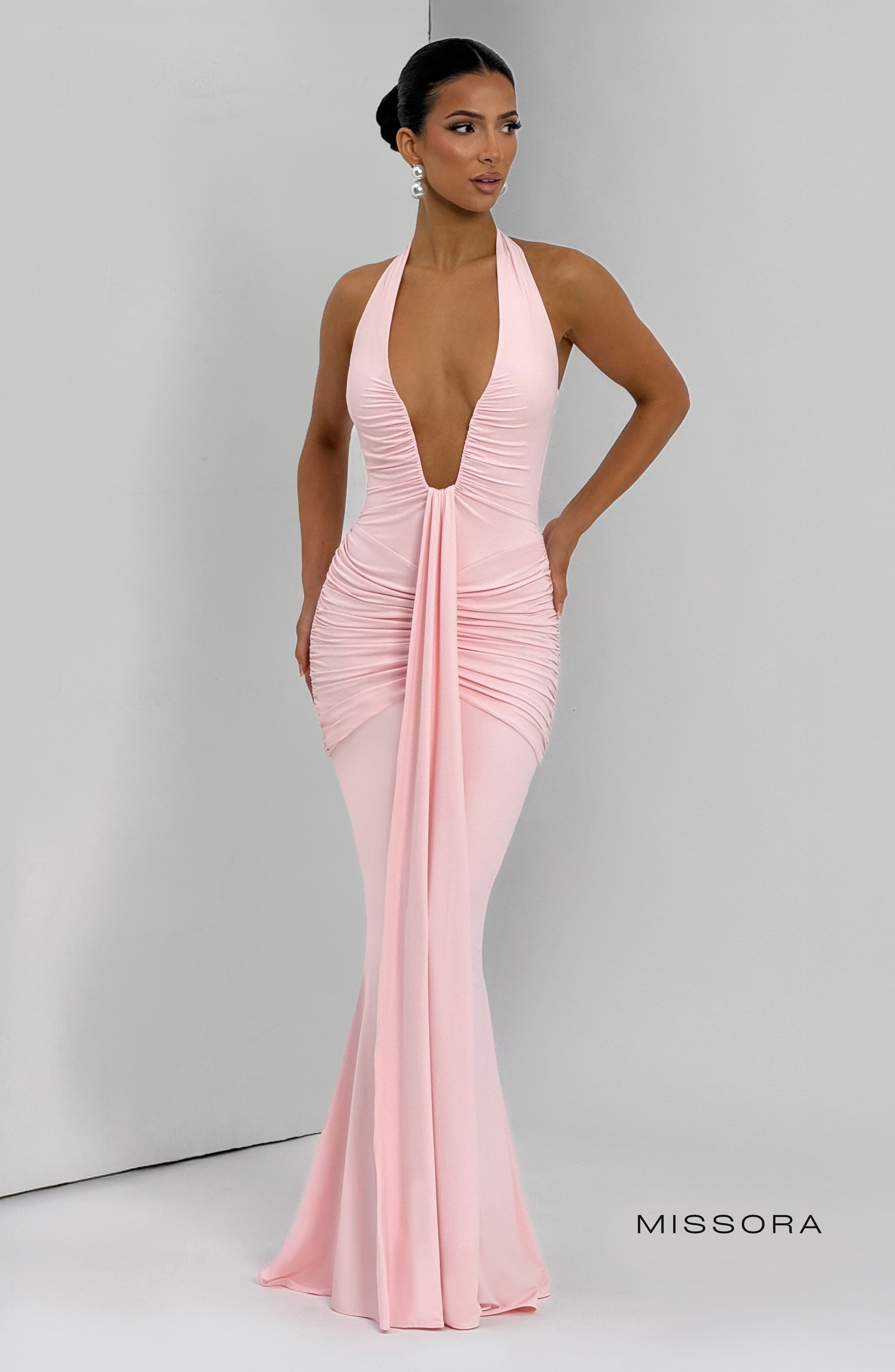 Missora Estela Draped Maxi Dress - Blush