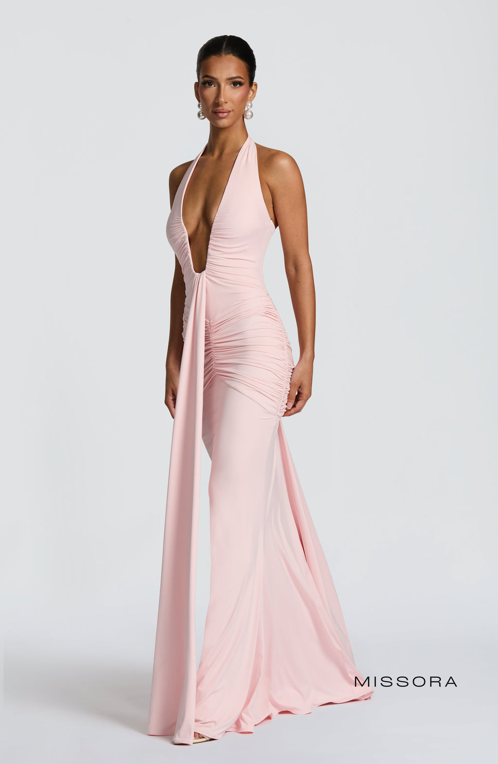 Missora Estela Draped Maxi Dress - Blush
