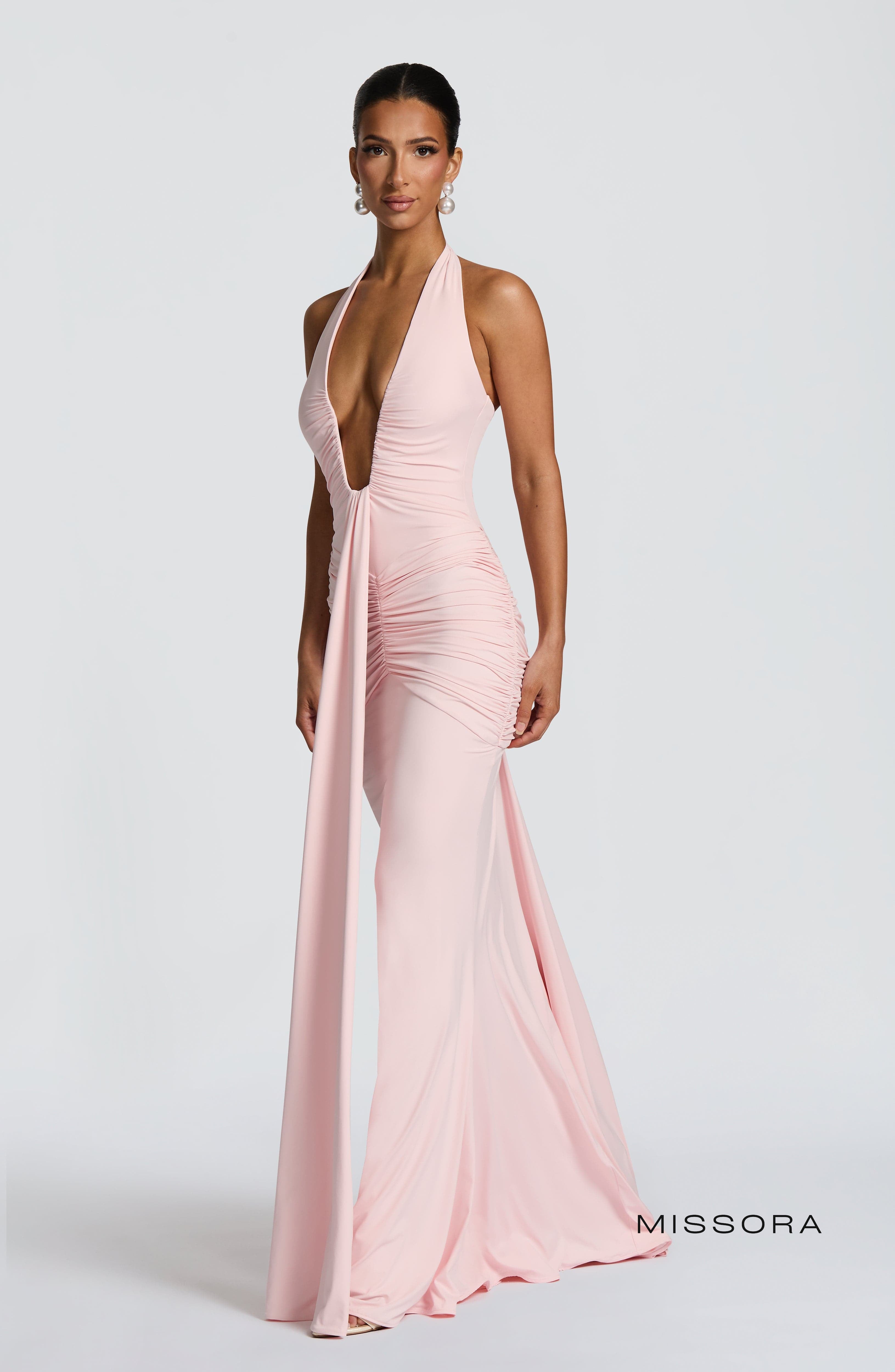 Missora Estela Draped Maxi Dress - Blush