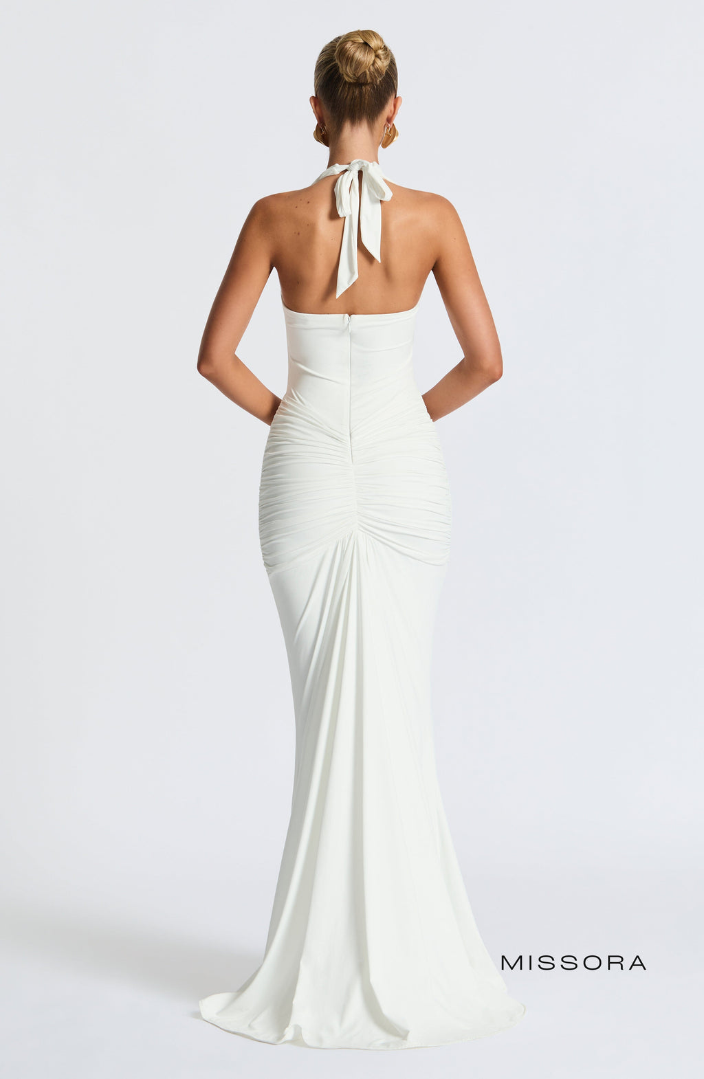 Missora Estela Draped Maxi Dress - White