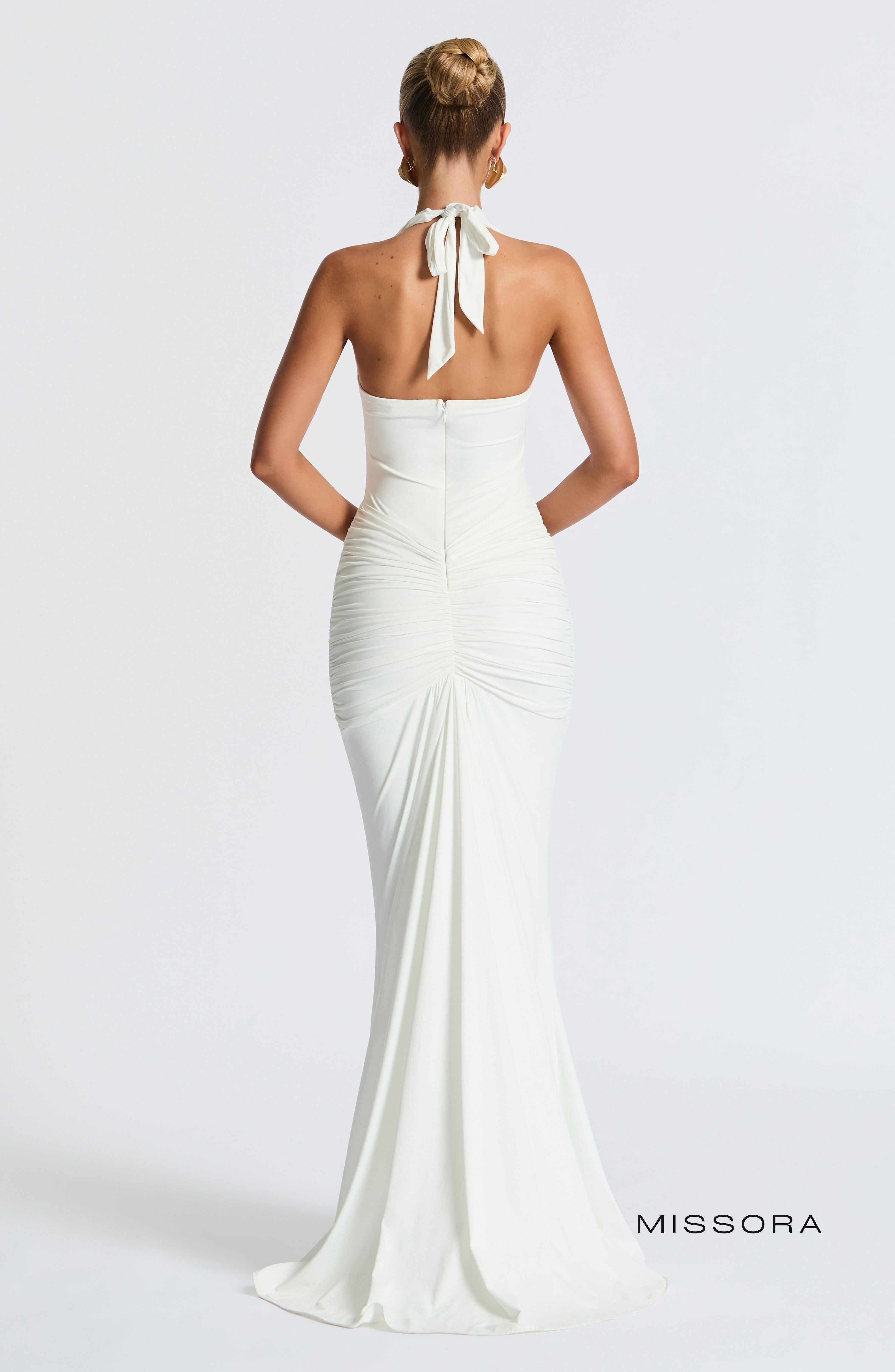 Missora Estela Draped Maxi Dress - White