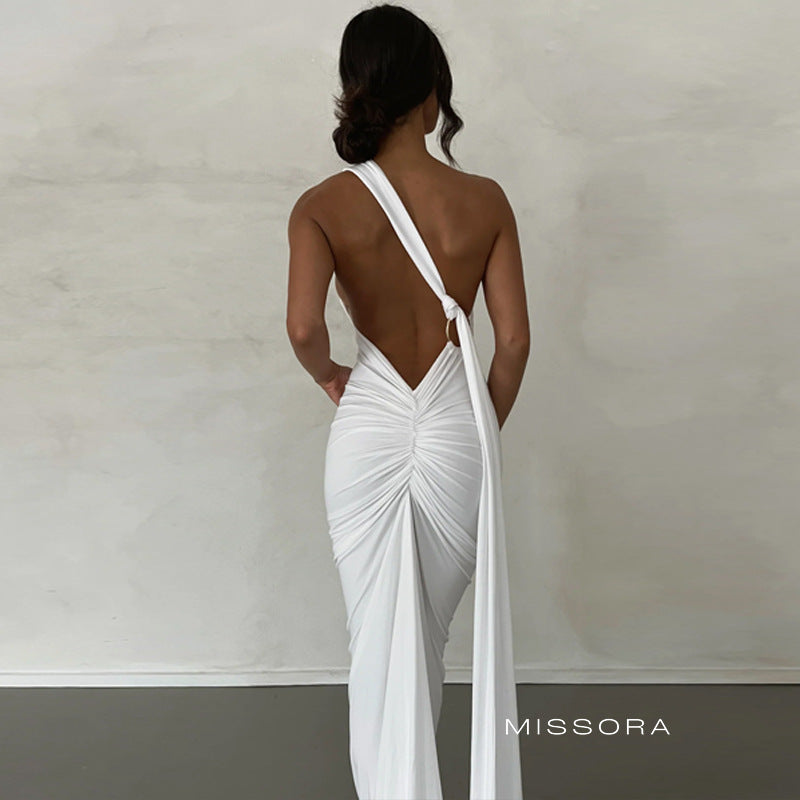 Eveline Asimetrik Yaka Maxi Elbise [3EM6AG6T]