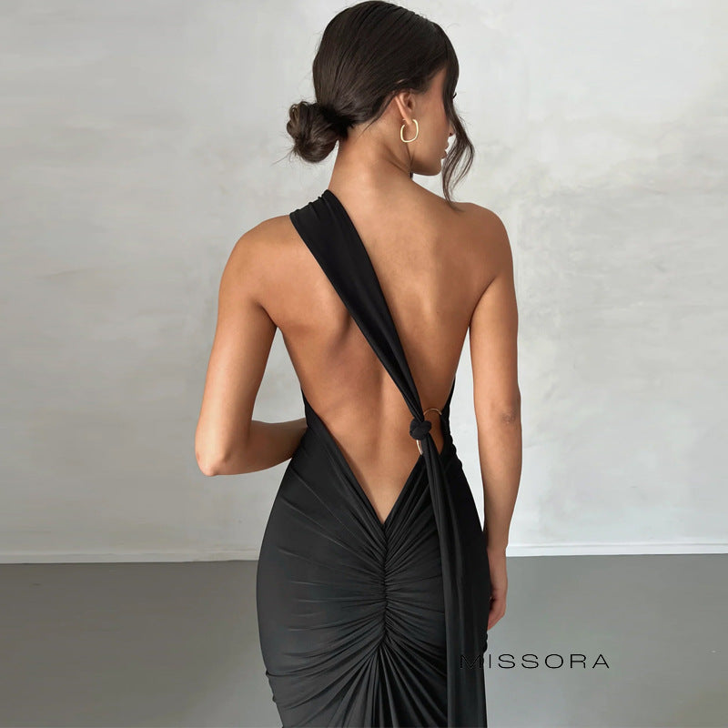 Eveline Asimetrik Yaka Maxi Elbise [7FQN2QNE]