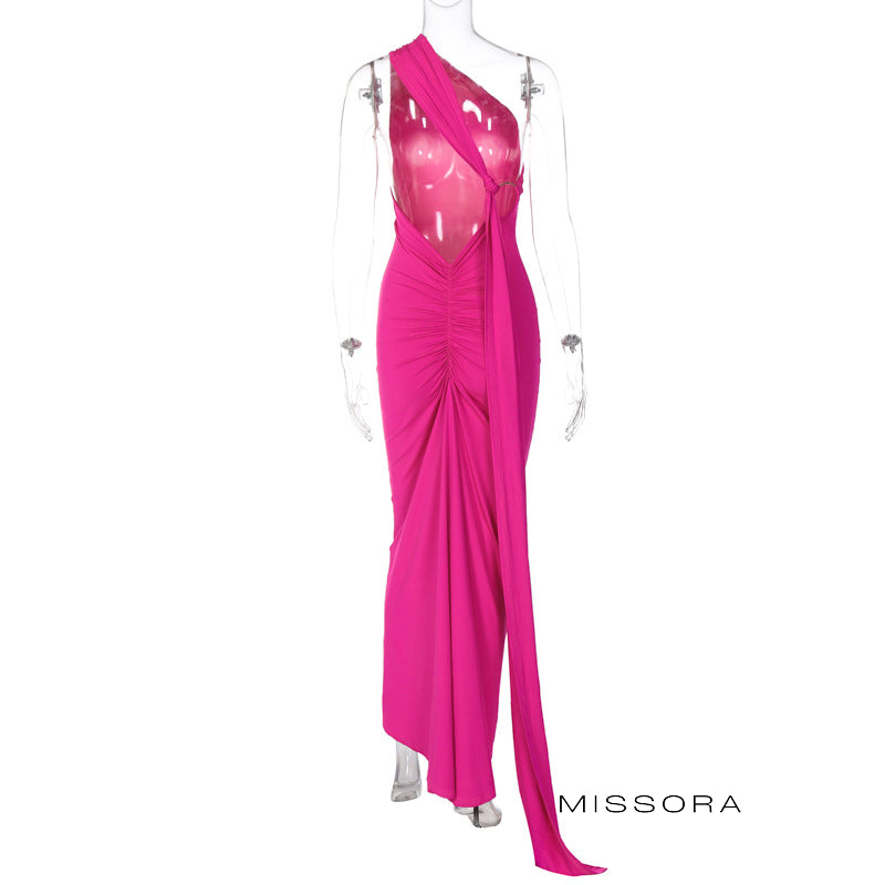 Eveline Asimetrik Yaka Maxi Elbise [SOZVUCZ6]