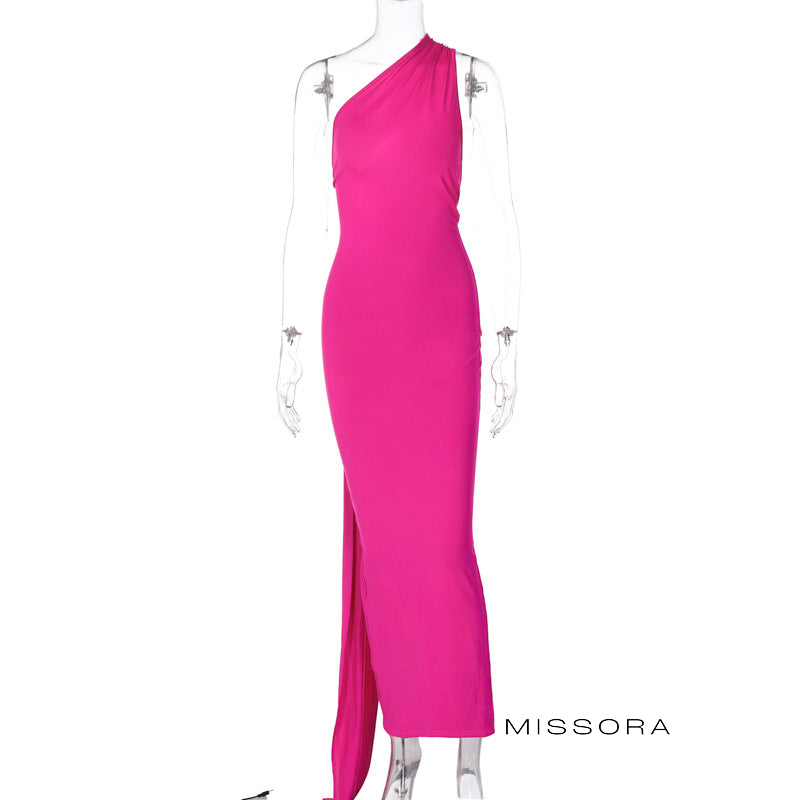 Eveline Asimetrik Yaka Maxi Elbise [IV5OXK09]