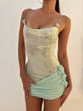 Missora Evelynn Sequin Rosette Mini Dress