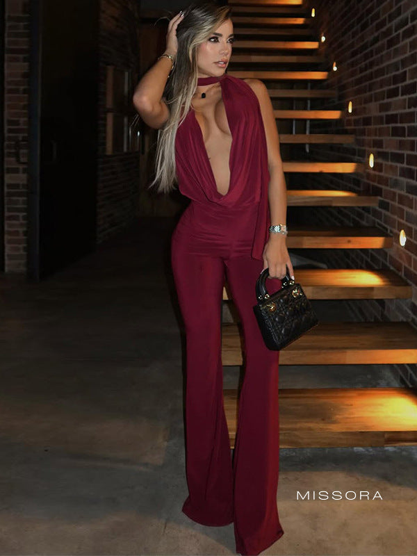 Fae Bağlamalı Geniş Paça Tulum [IBJN0QPK]