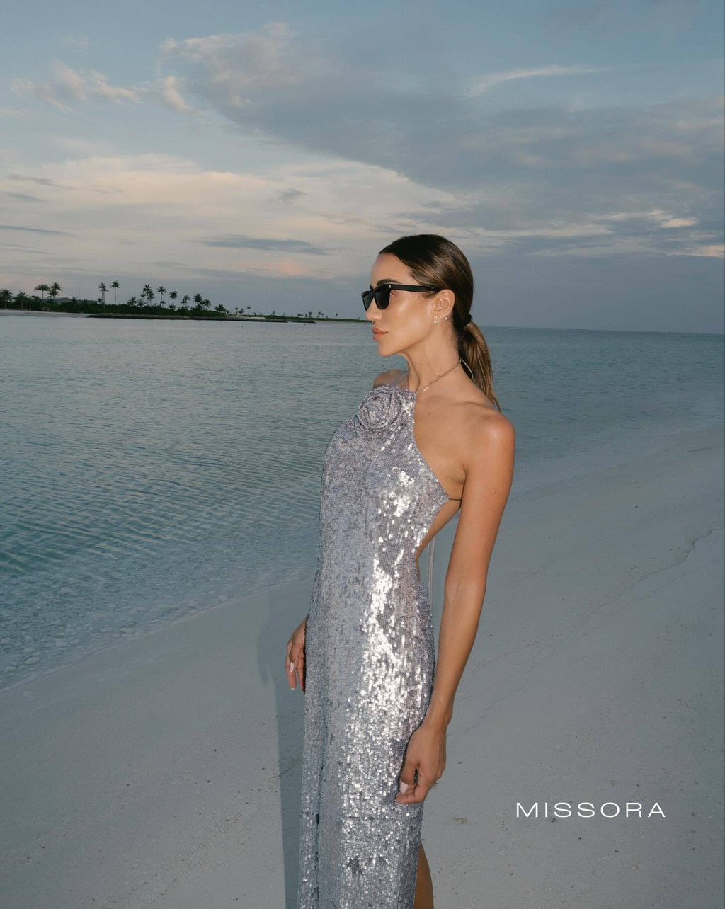 Finn Sırt Dekolteli Payetli Maksi Elbise [HN4H8EP2]