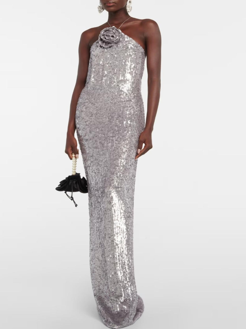 Finn Sırt Dekolteli Payetli Maksi Elbise [X7BKGH63]