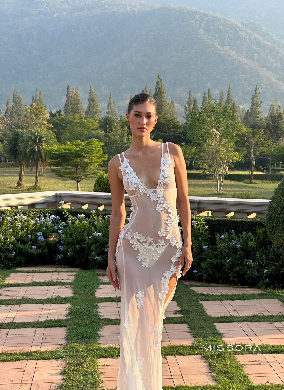 Missora Gisella Floral Appliqué Maxi Dress