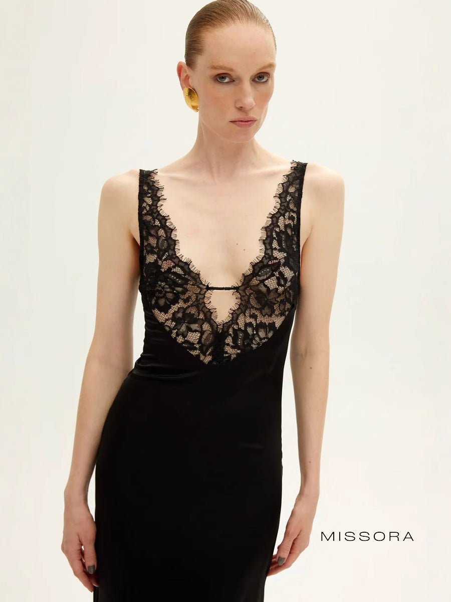 Golda Dantel Askılı Maksi Elbise [SUP5HOUV]