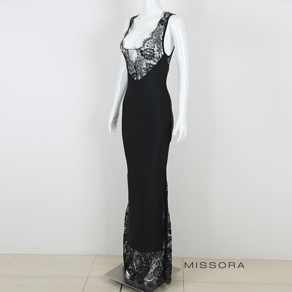 Golda Dantel Askılı Maksi Elbise [Y0LK09C7]