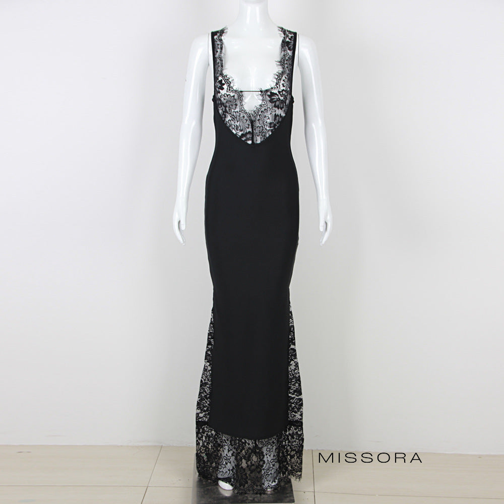 Golda Dantel Askılı Maksi Elbise [9D89A589]