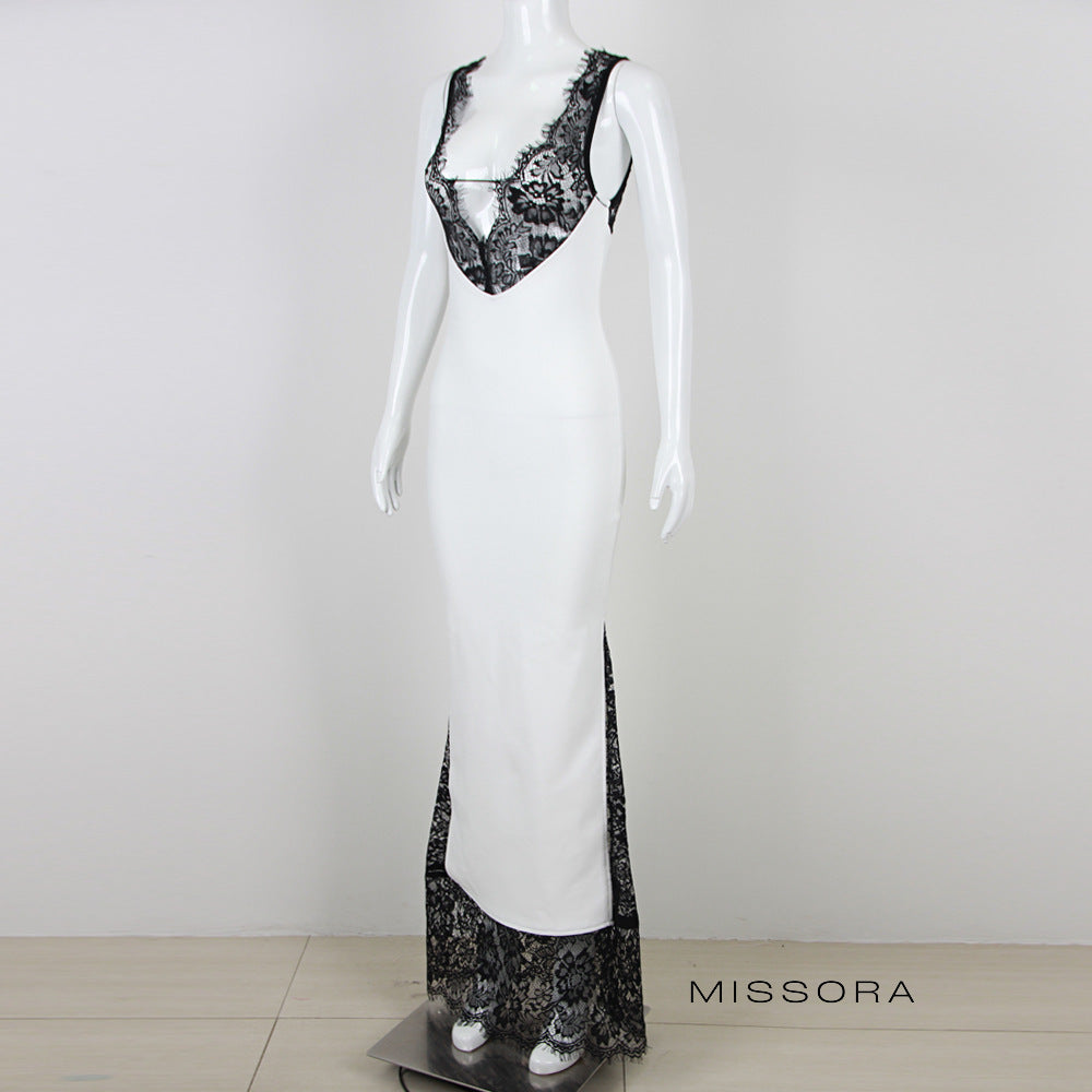 Golda Dantel Askılı Maksi Elbise [9ZYFODBI]