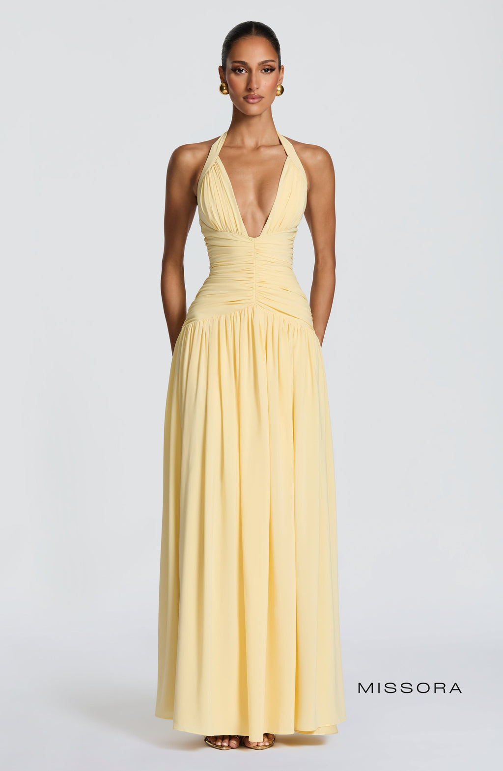 Missora Gracie Ruched Chiffon Maxi Dress