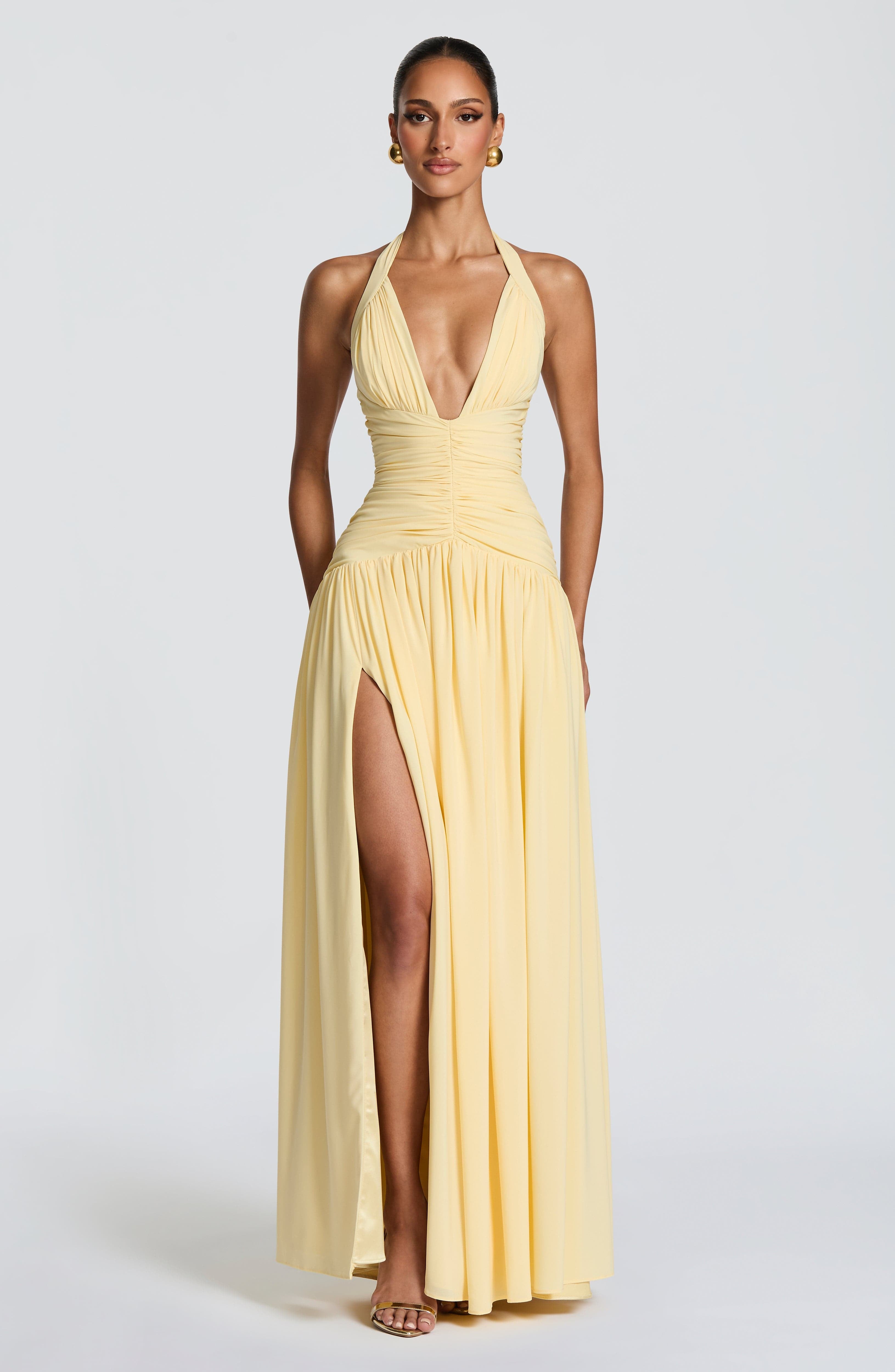 Missora Gracie Ruched Chiffon Maxi Dress